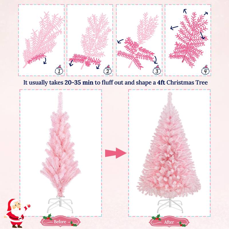 Yaheetech 4ft Pre-lit Black Tinsel Artificial Halloween Christmas Tree