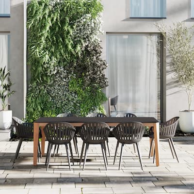 Amazonia 9pc Outdoor Patio Manthe Dining Wood Set