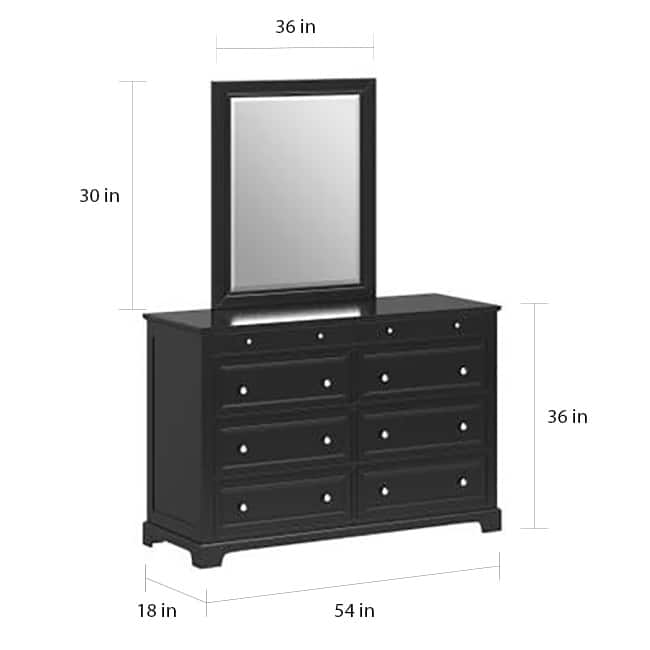 Bedford Black Wood Dresser and Optional Matching Mirror by Home Styles