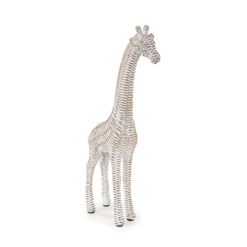 Allan Andrews White Resin African Giraffe Sculpture with Rattan Pattern - 13.25"H