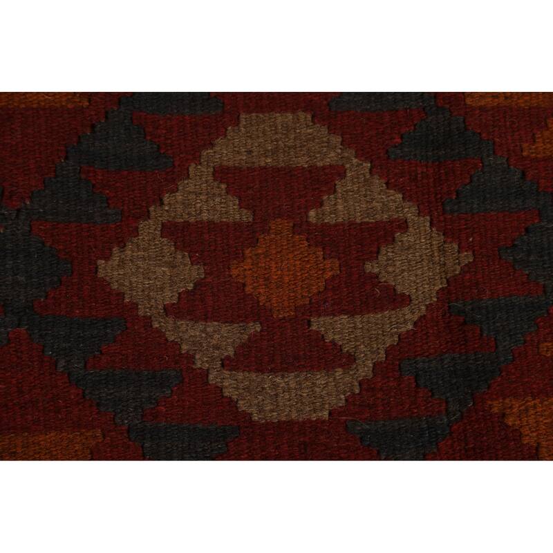 Tribal Geometric Kilim Area Rug Hand-woven Oriental Wool Carpet - 5'5" x 6'7"