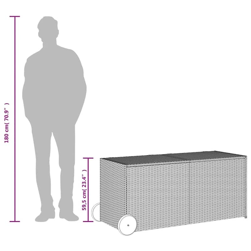 vidaXL Patio Storage Box Poly Rattan 70.9"x35.4"x27.6" Gray