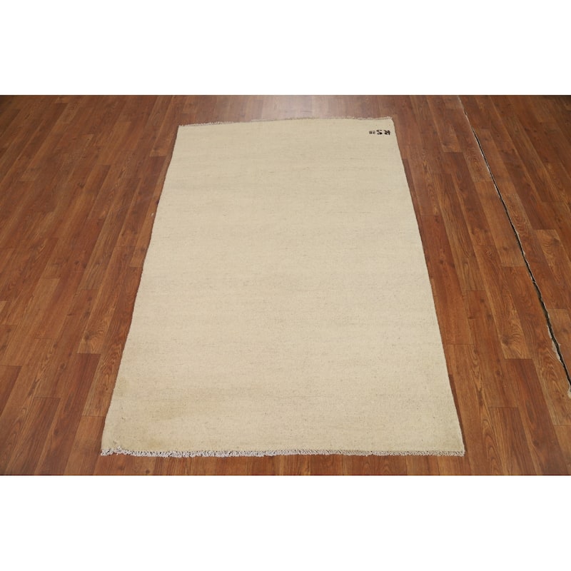 Modern Gabbeh Oriental Foyer Rug Hand-Knotted Wool Carpet - 3'4"x 5'0"