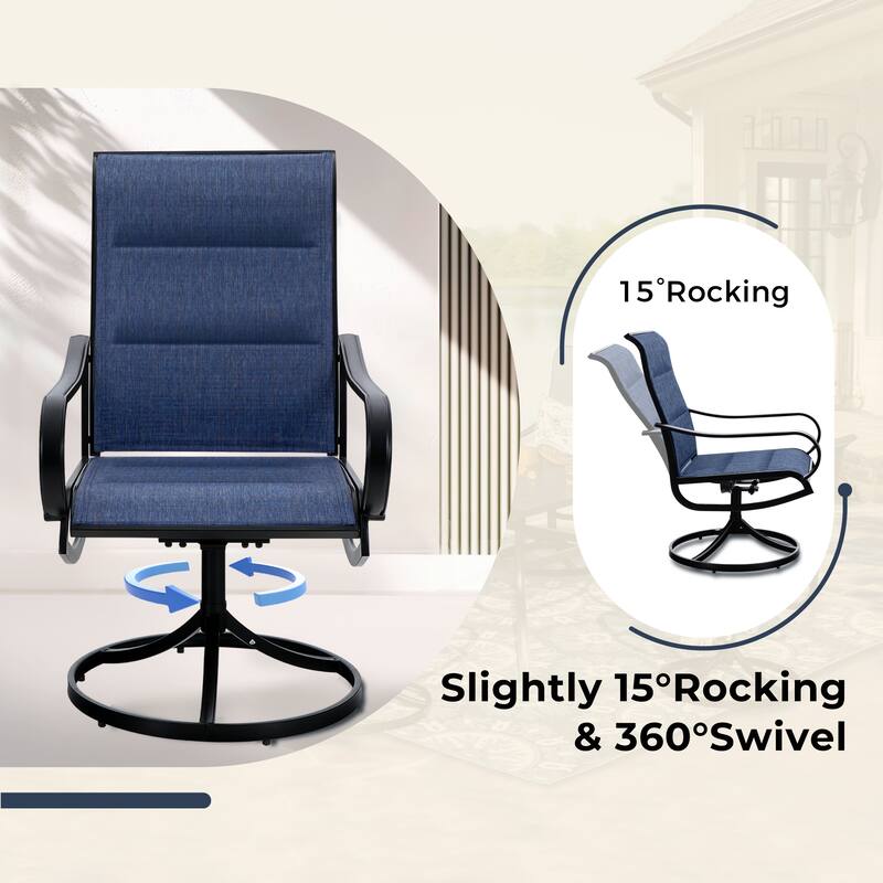 MAISON ARTS Patio Swivel Dining Chair Set of 2, with Textilene Padded Sling Fabric