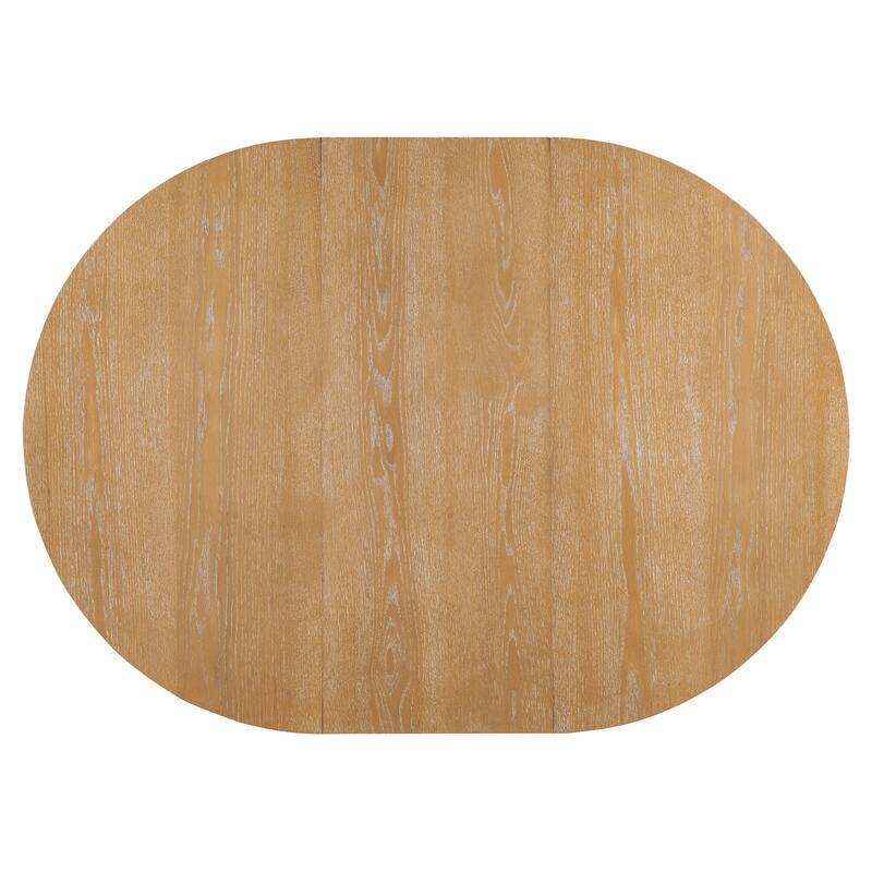 5-Piece Round Dining Table Set for 4, Retro Extendable dining table set with 4 Upholstered Chairs