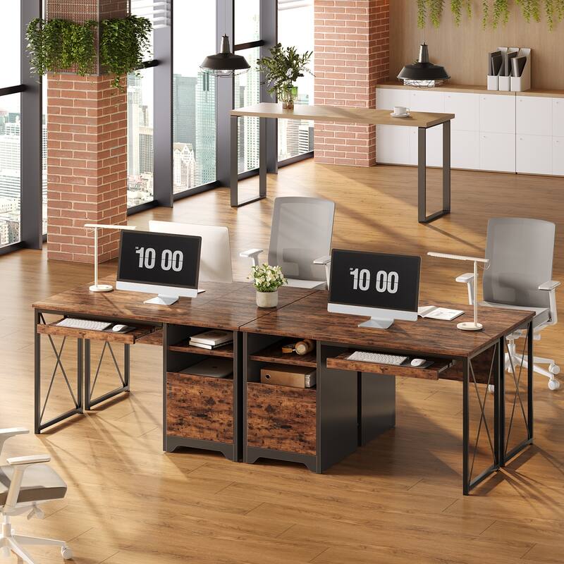 Bestier 47" Office Desk with Drawers,Computer Desk with Drawer,Teacher Desk with Keyboard Tray for Small Space Home Office