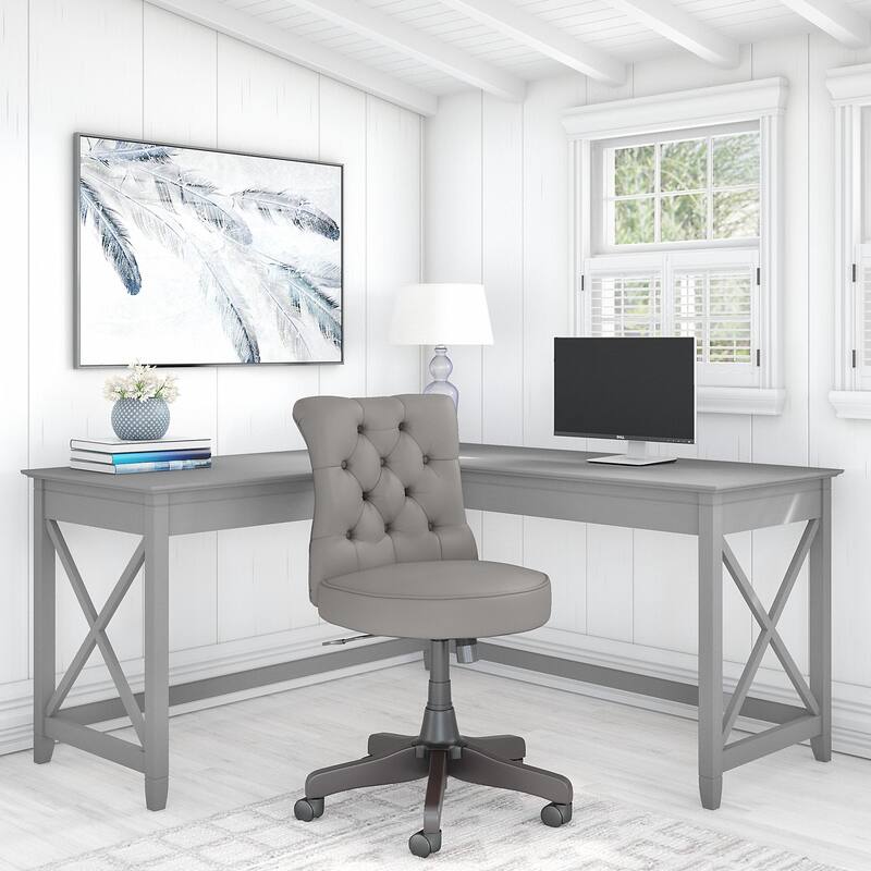 Key West 60W L-Desk with Tufted Office Chair by Bush Furniture