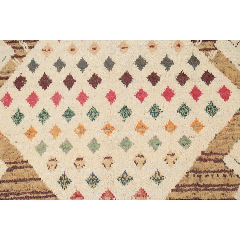 Geometric Oriental Moroccan Wool Area Rug Hand-knotted Tribal Carpet - 5'11" x 9'1"