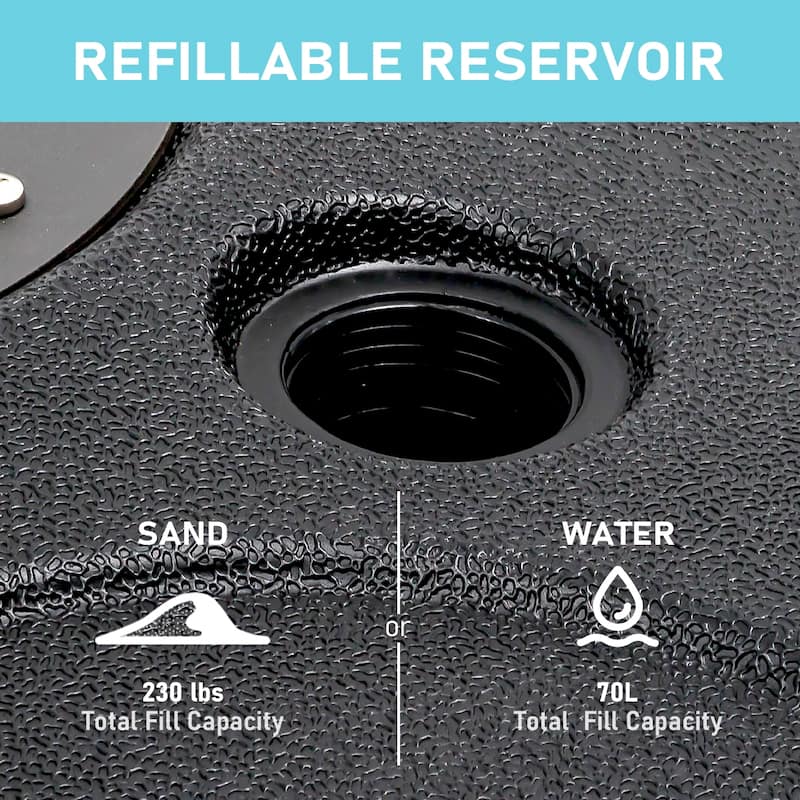 VredHom Heavy Duty Square Fillable Umbrella Base - 33" L x 33" W x 4.72" H