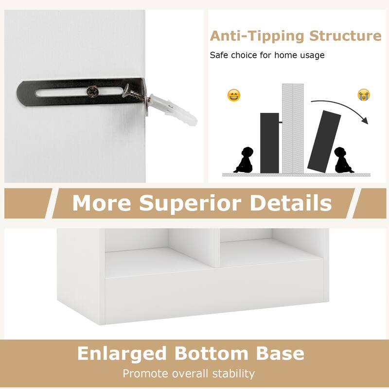 Gymax 5-Cube Bookshelf 41'' Floor Bookcase w/ 2 Anti-Tipping Kits
