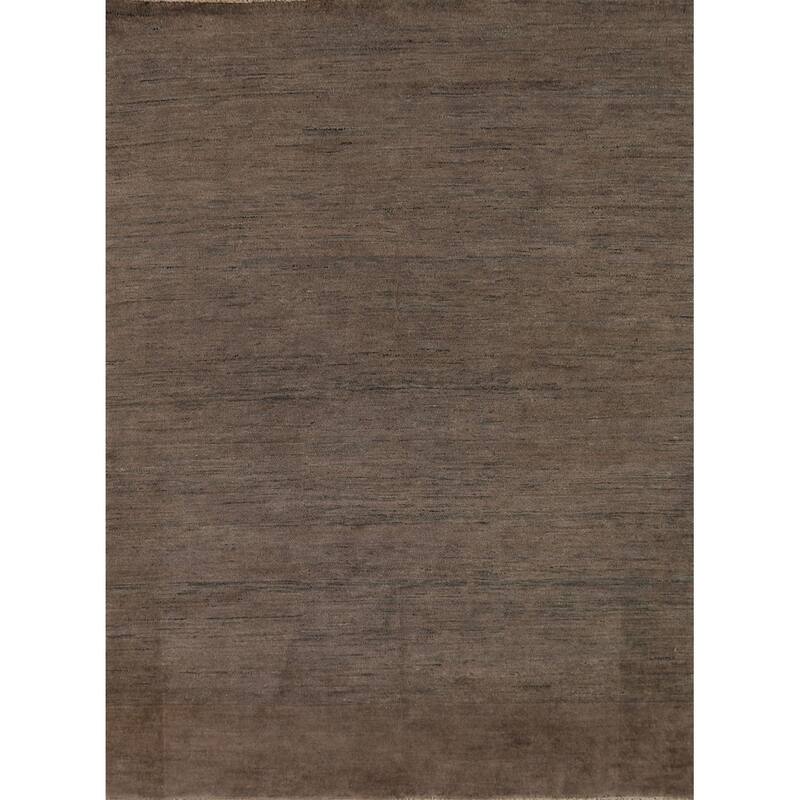 Dark Brown Gabbeh Oriental Rug Hand-Knotted Wool Carpet - 5'1" x 6'8"