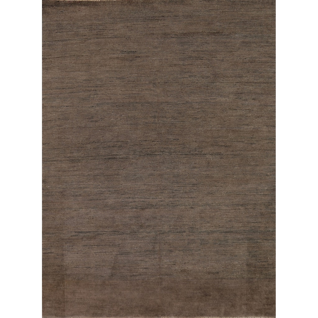 Dark Brown Gabbeh Oriental Rug Hand-Knotted Wool Carpet - 5'1" x 6'8"