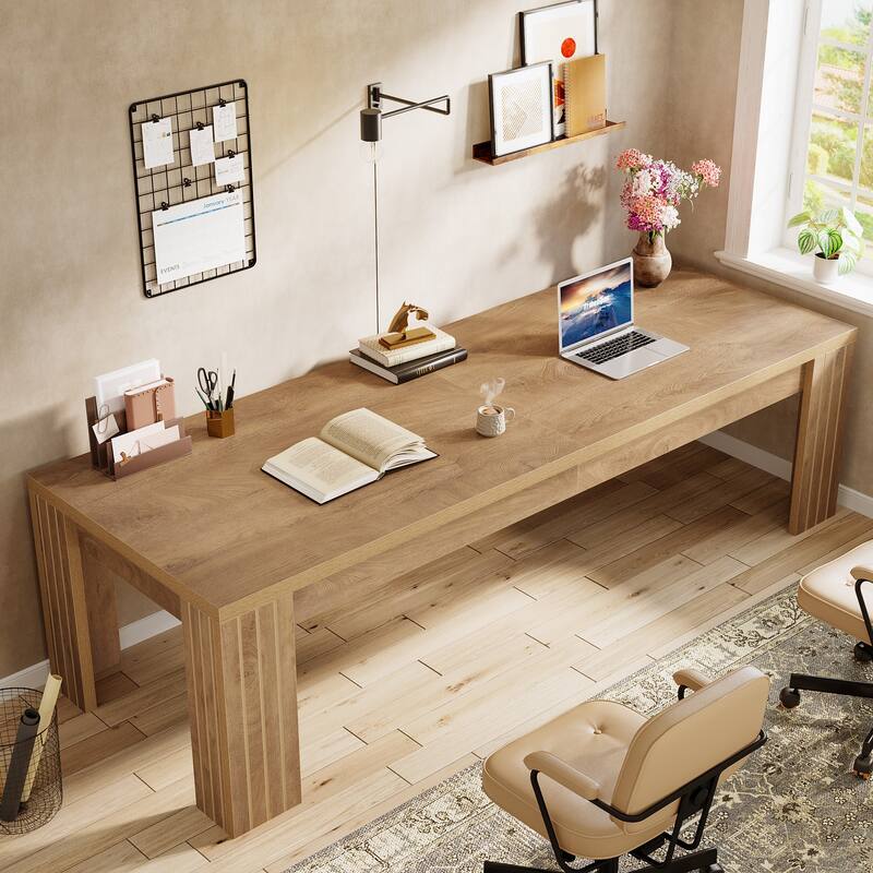 78.7-Inch Extra Long Computer Desk for 2 Person - Rustic Brown