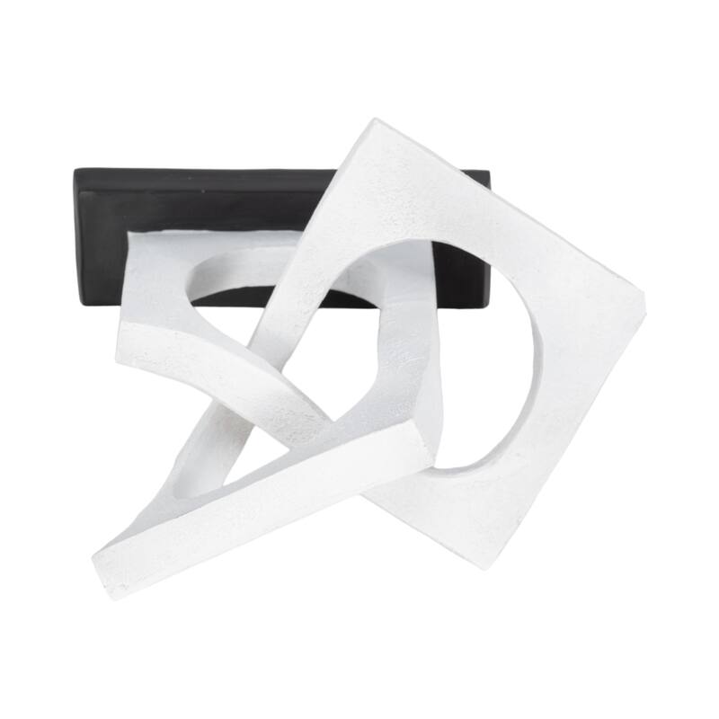 Sagebrook Home 10" Polyresin Links Sculpture in White and Black With Volcano Texture - 10" x 7" x 10"