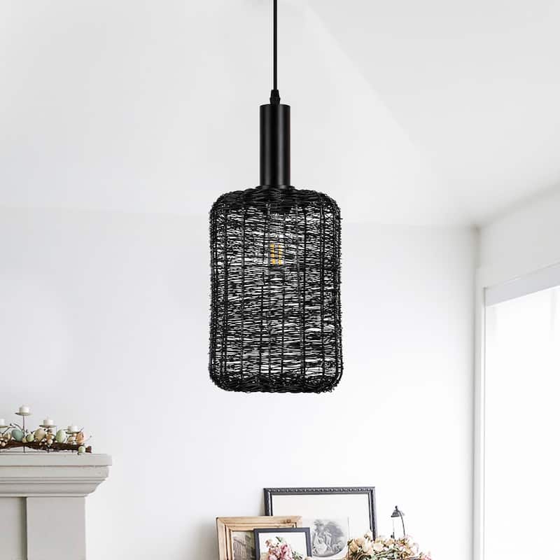 1-light Industrial Single Pendant - Matte Black - Matte Black