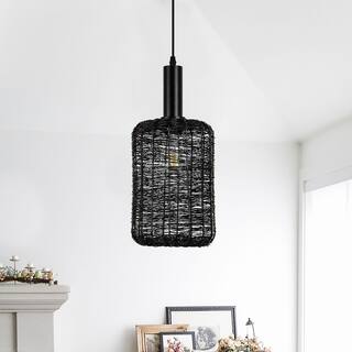 1-light Industrial Single Pendant - Matte Black