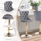 preview thumbnail 89 of 125, Velvet Upholstered Nailheads Tufted Swivel Bar Stools (Set of 6)