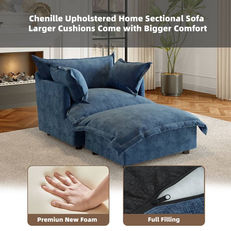 Modern Cloud Chaise Longue Accent Chair with Ottoman set