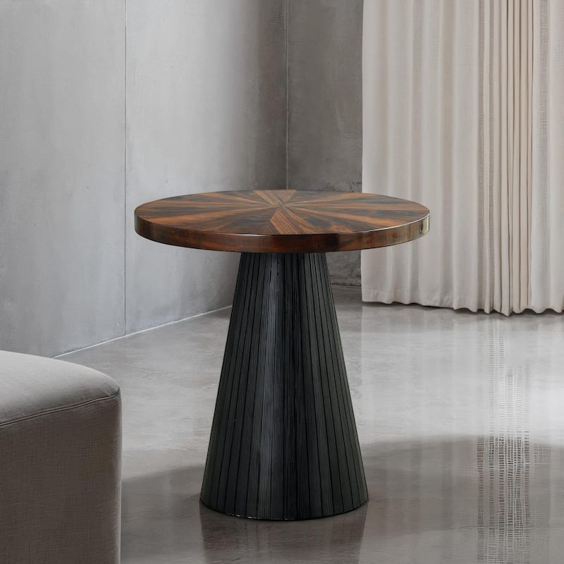 Furniture of America Dravo Modern Brown and Black Round End Table - Black