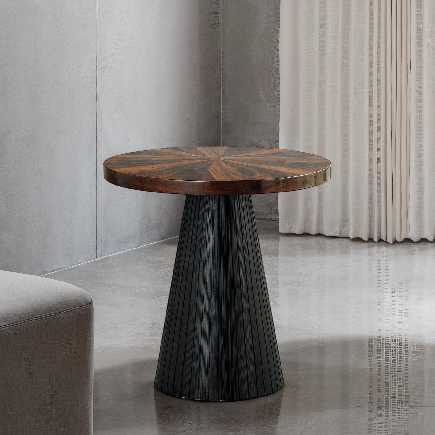 Furniture of America Dravo Modern Brown and Black Round End Table
