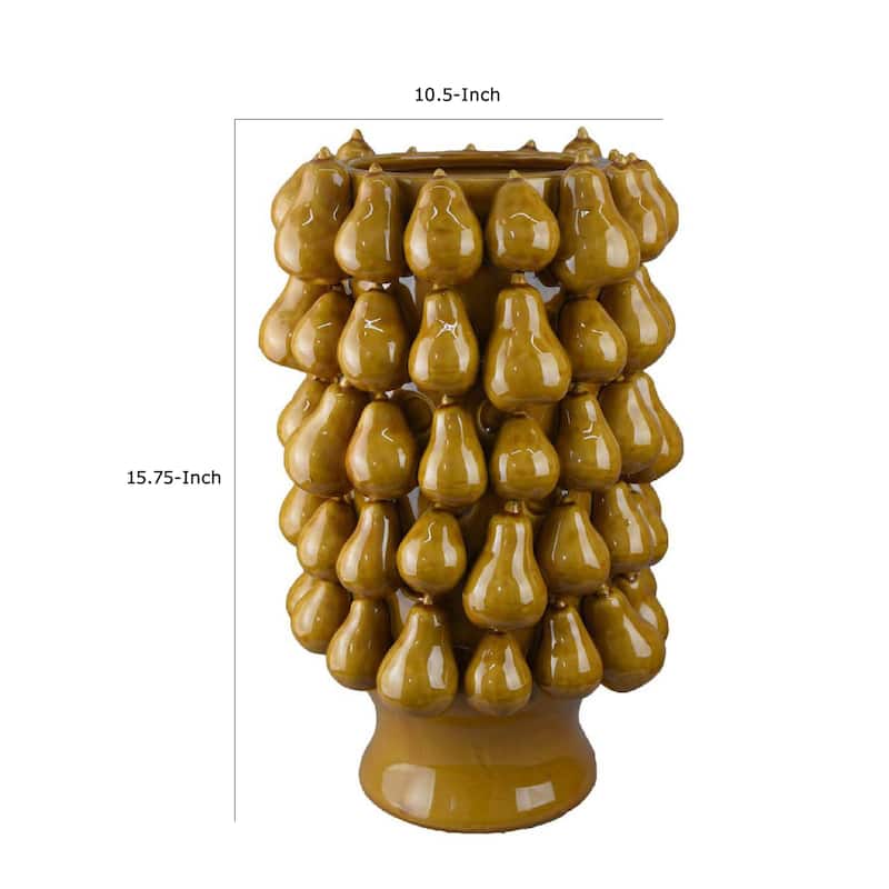 Salina Accent Vase, Pear Shaped Drop Accents, Mustard Yellow Ceramic