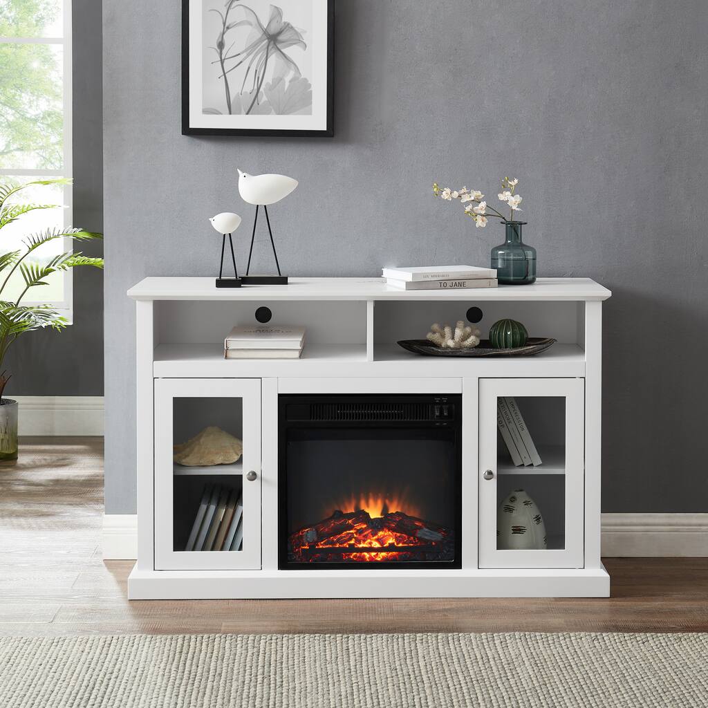 Farmhouse Electric Fireplace TV Stand with Sliding Barn Doors
