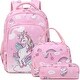 preview thumbnail 1 of 5, Girls Backpack for Elementary Kids School Bookbag Set Cute Unicorn Backpacks for Girls Water Resistant Angel Unicorn Pink