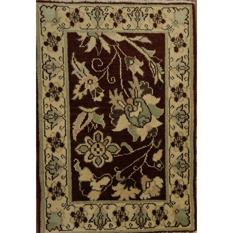 Hand Knotted Oriental 100% Wool Carpet Traditional All-Over Brown Peshawar Area Rug - 2' 11'' X 2' 0''