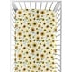 preview thumbnail 1 of 4, Sunflower Collection Girl Jersey Knit Fitted Crib Sheet - Yellow and Green Farmhouse Floral Watercolor Flower