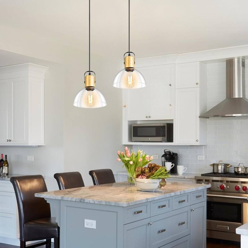 2 Pack bulbs light black indoor lighting metal pendant light