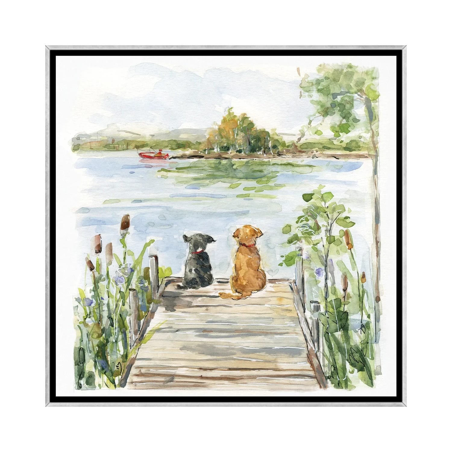 iCanvas "Lake Buddies" by Sally Swatland Framed