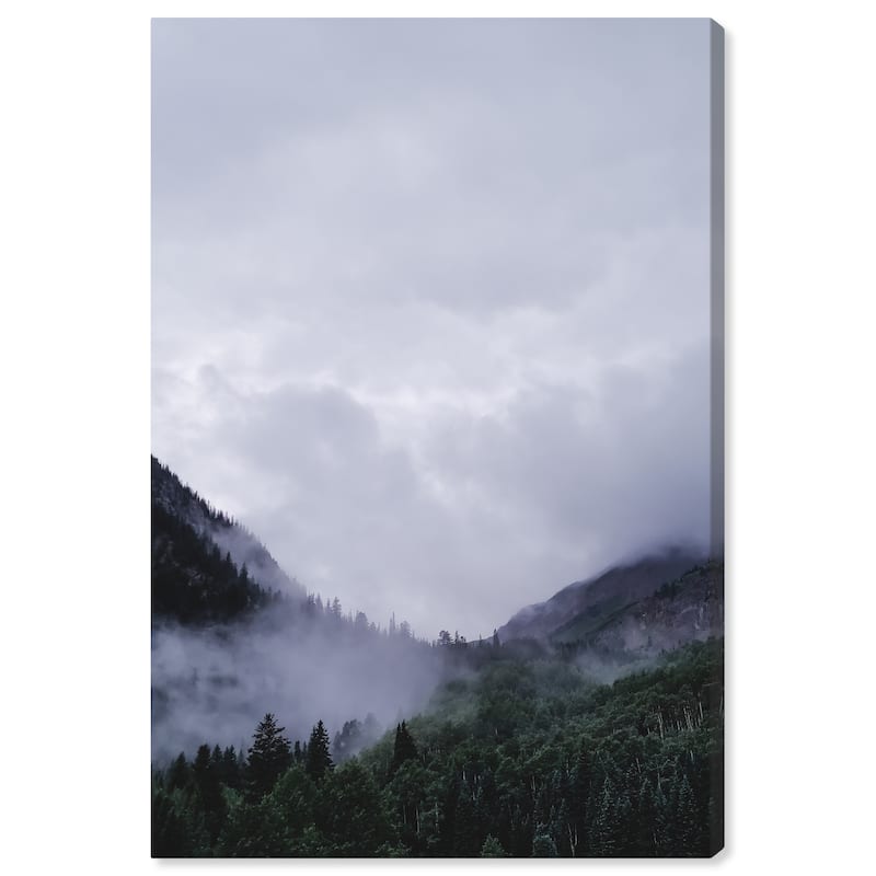 Wynwood Studio Canvas Nature and Landscape Humid and Foggy Forest Gray and Dark Green Tropical Wall Art Canvas Print