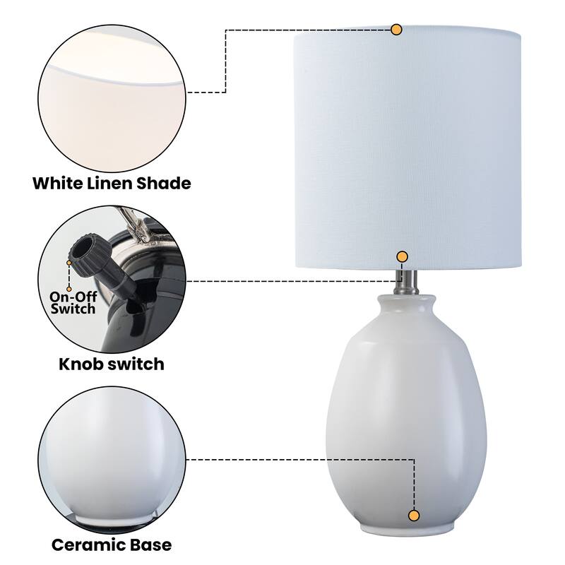 C Cattleya 19in Ceramic Table Lamp with Fabric Linen Shade