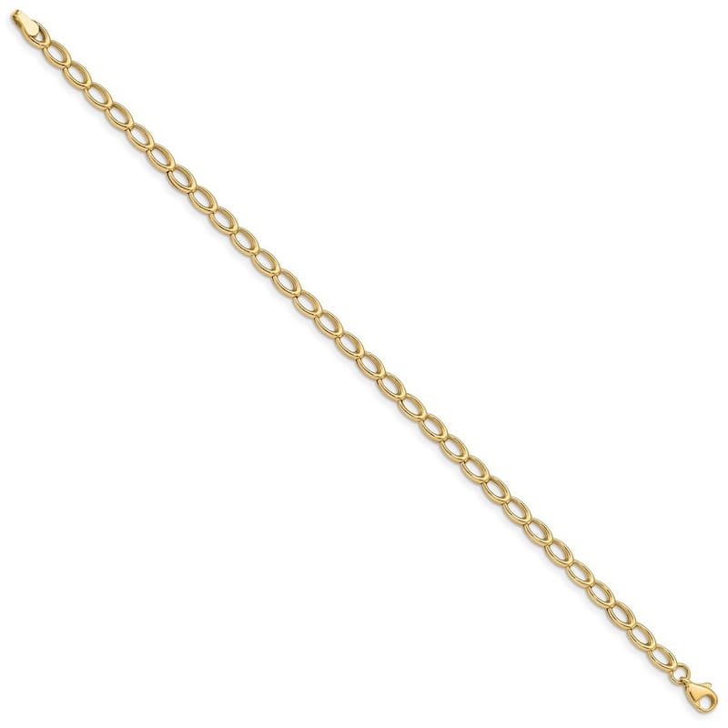 Curata 14k Yellow Gold Hollow Fancy Lobster Closure Polished Open Link Bracelet 7.5 Inch