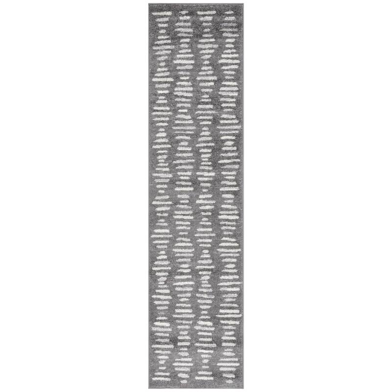 SAFAVIEH Tulum Constance Moroccan Boho Rug - 2' x 8' Runner - Dark Grey/Ivory