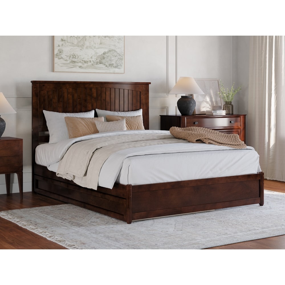 Malta Platform Bed with Panel Footboard and Twin XL Trundle