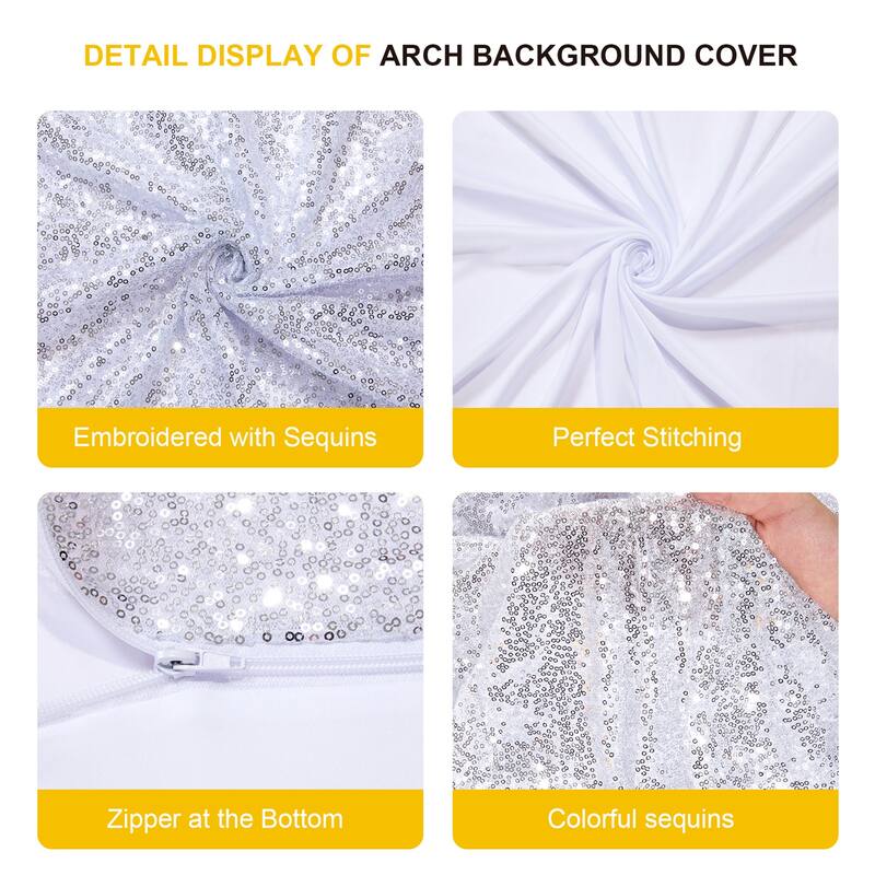1 pack Bling Arch Backdrop Cover, Sequin Wedding Arch Stand Cover with Round Sequins, Zipper Design Banquet Backdrop Cover