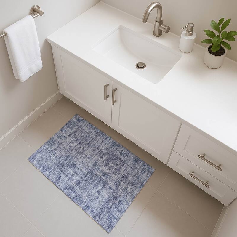 Premium Washable Super Soft Abstract Solid Mayfield Rug - Blue - 1'8" x 2'6"