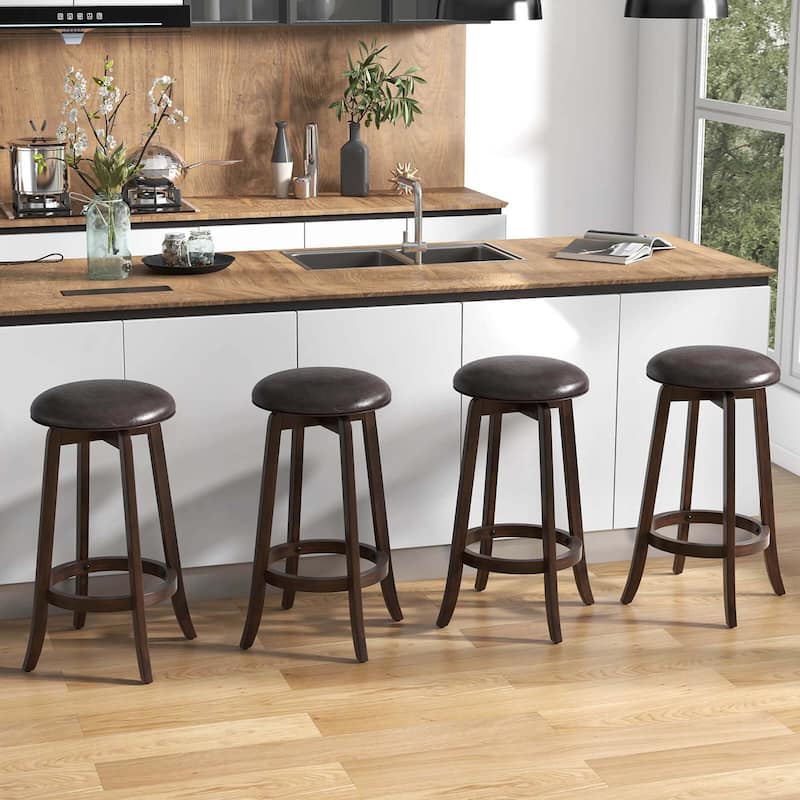 2/4PCS Swivel Bar Stools Backless Round Bar Height Stools