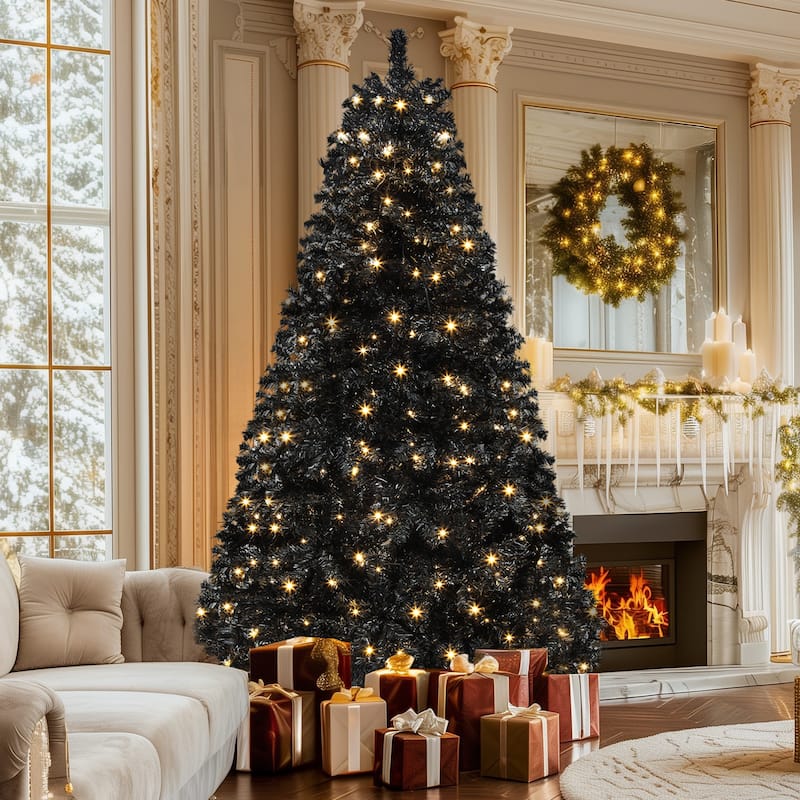 Pre-Lit Black Halloween Artificial Christmas Tree with Lighting - 6 Foot - Regular