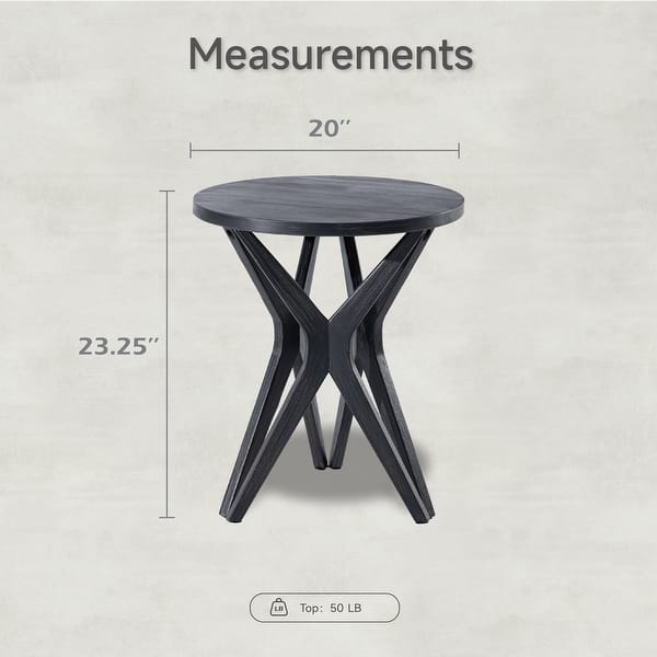 dimension image slide 4 of 5, COZAYH Pedestal Farmhouse End Table, Distressed Top with Base for Modern Farmhouse, Boho Decor, Round