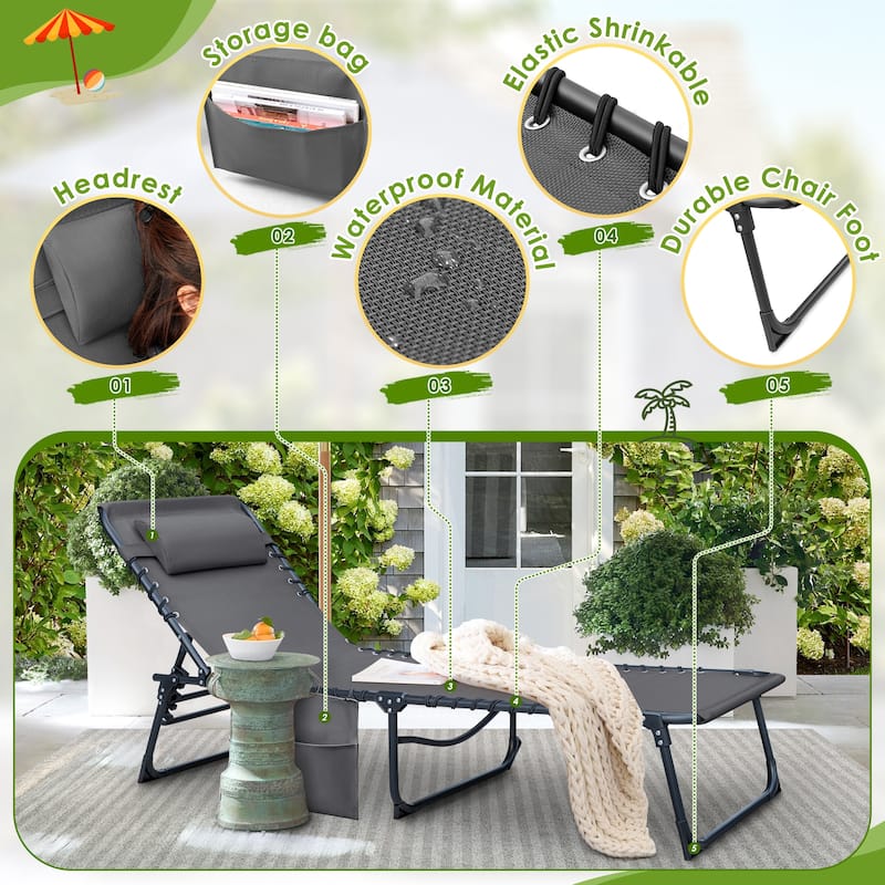 Homall Reclining Patio Lounge Chair Outdoor Sun Lounger Adjustable Chaise Beach Chair