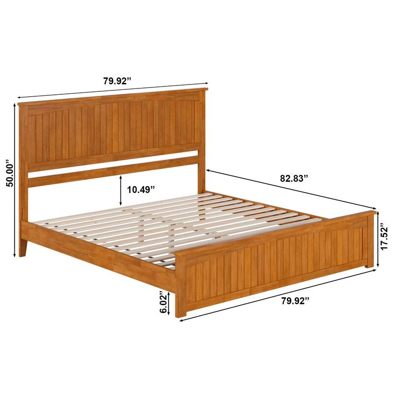 Naples Solid Wood Low Profile Platform Bed with Matching Footboard