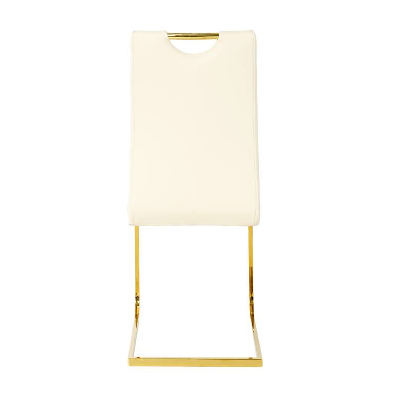 Modern PU Dining Chair with Gold Metal Legs, Versatile for Kitchen, Living Room, Bedroom, and Dining Room.