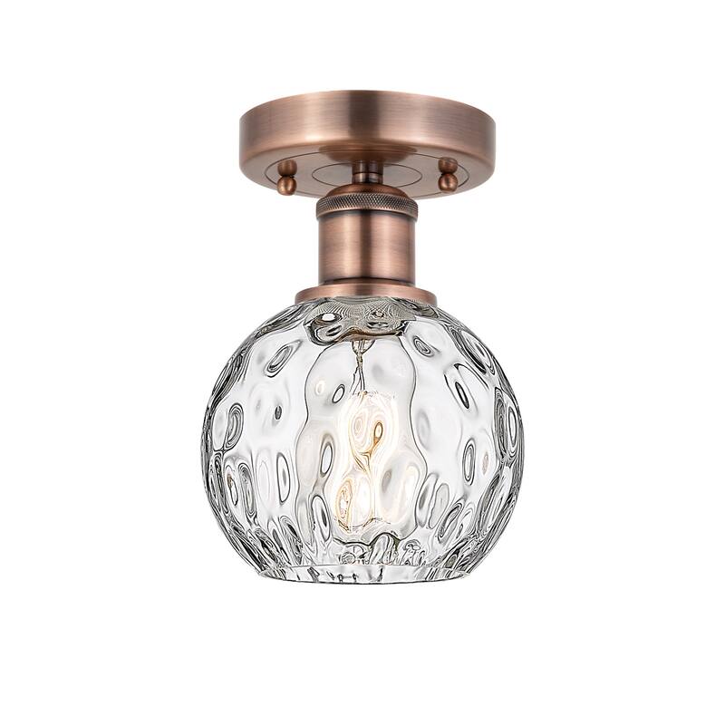 Innovations Lighting Edison Athens Water Glass - 1 Light 6" Semi-Flush Mount - Clear Water Glass/Antique Copper