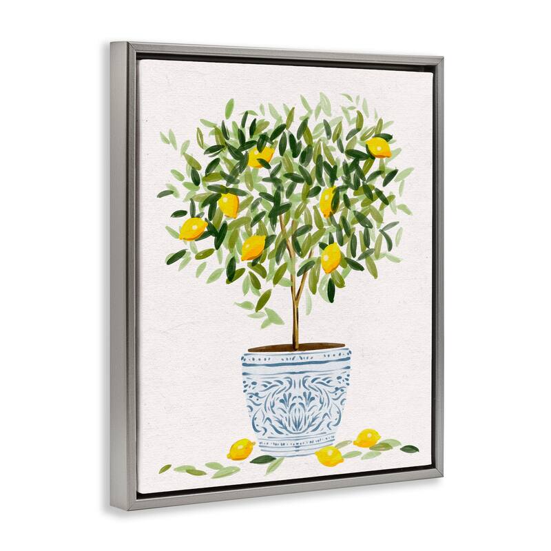 Stupell Lemon Tree Detailed Planter Framed Floater Canvas Wall Art Design by Ziwei Li