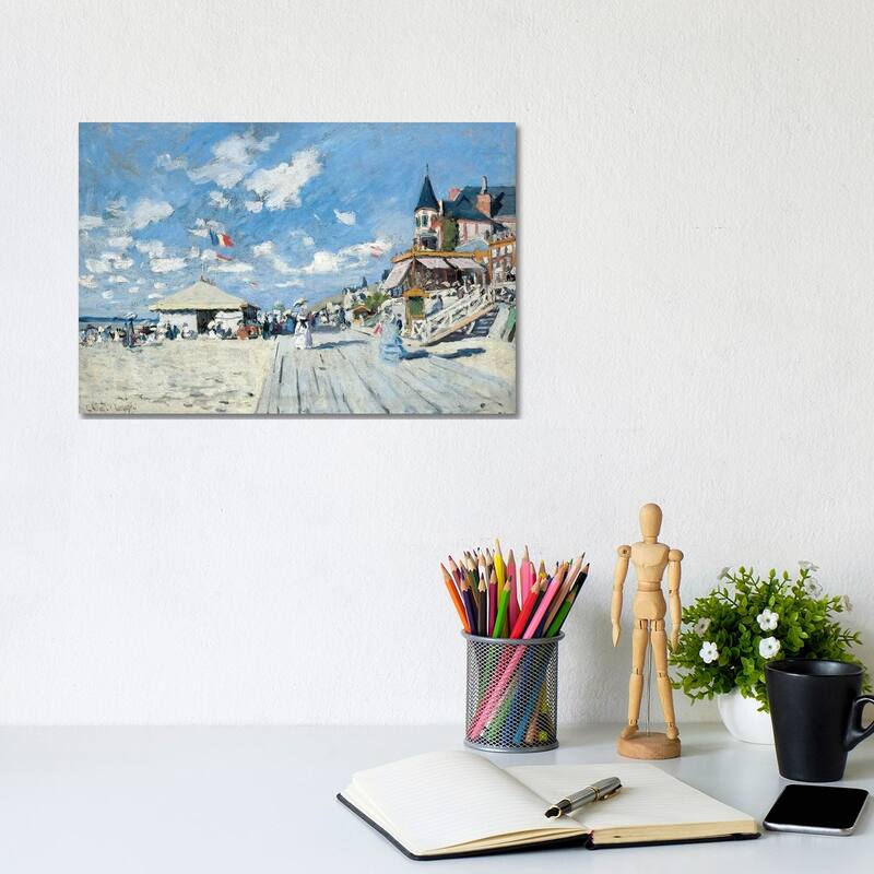 iCanvas "On the Beach at Trouville, 1870 " by Claude Monet Canvas Print - 8x12x0.75