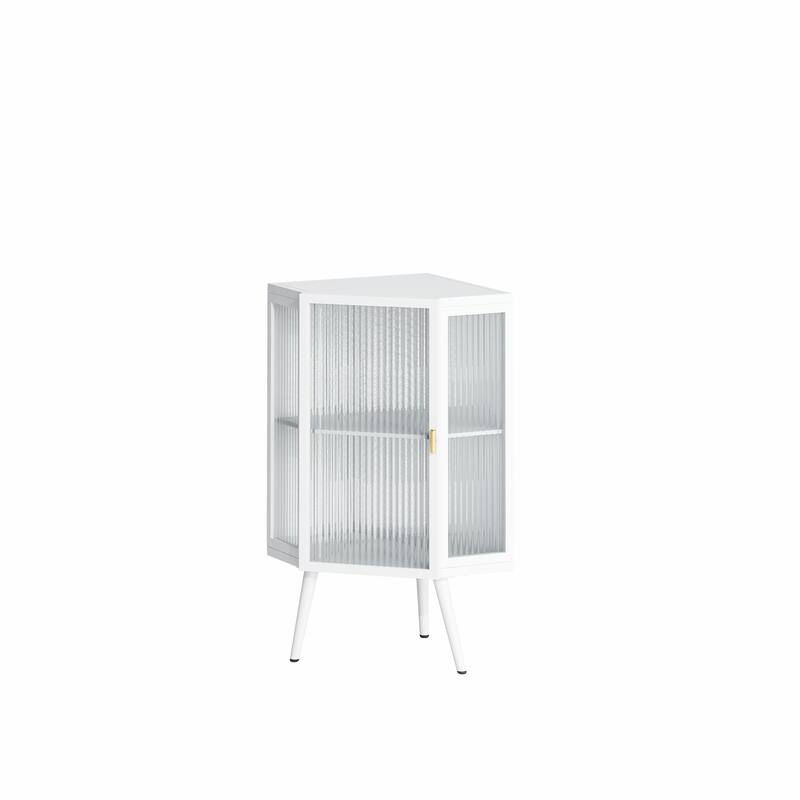 22.25" Floor Corner Cabinet with Glass Door & Adjustable Shelf