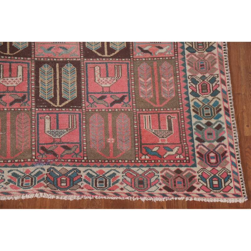 Hand Knotted Oriental 100% Wool Carpet Traditional All-Over Pink Bakhtiari Area Rug - 9' 3'' X 4' 8''