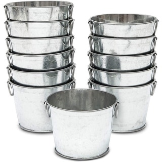 TOPZEA 18 Pack Metal Bucket With Handle, 4.5"x 5" Colored Galvanized Bucket Small Tin Pails Fruit Basket Craft Buckets For Party Favor